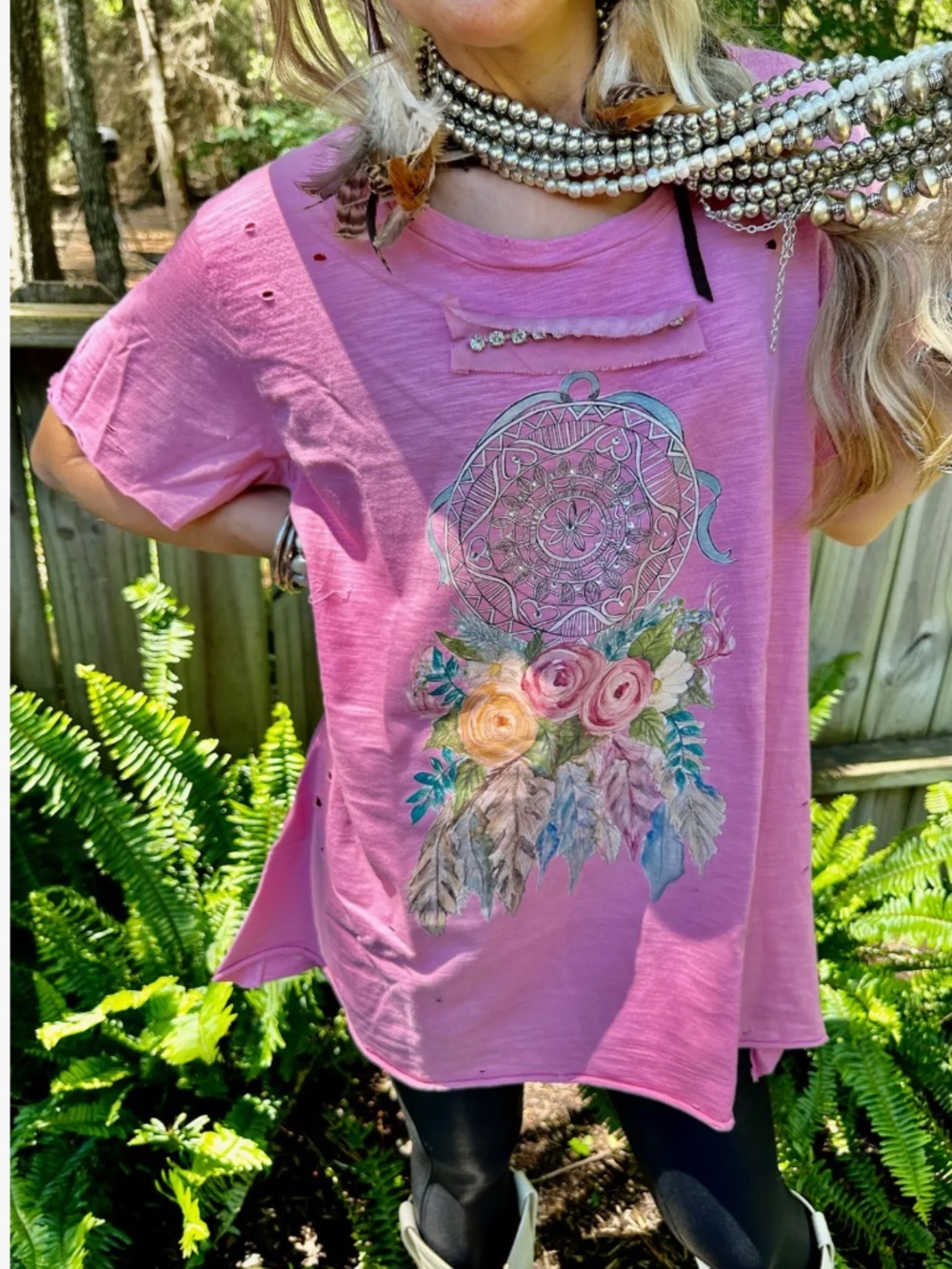🎉 A RARE BIRD “ DREAM CATCHER  “ A RARE BIRD TEE WITH RHINESTONE DETAIL 34